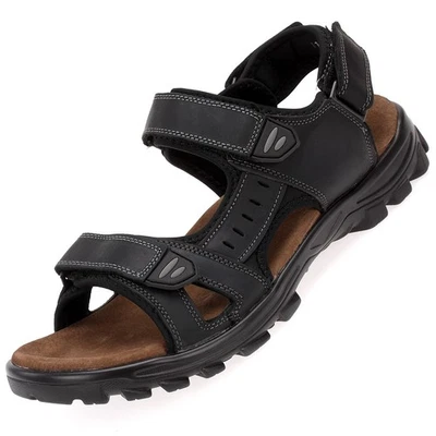 Herren Sandale Leder Trekkingsandalen Übergröße 47-49 Schwarz 20868 Neu - Bild 1 von 4