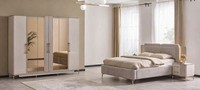 Modernes Schlafzimmer-Set Mit Bett, Schrank Und 2 Nachttischen