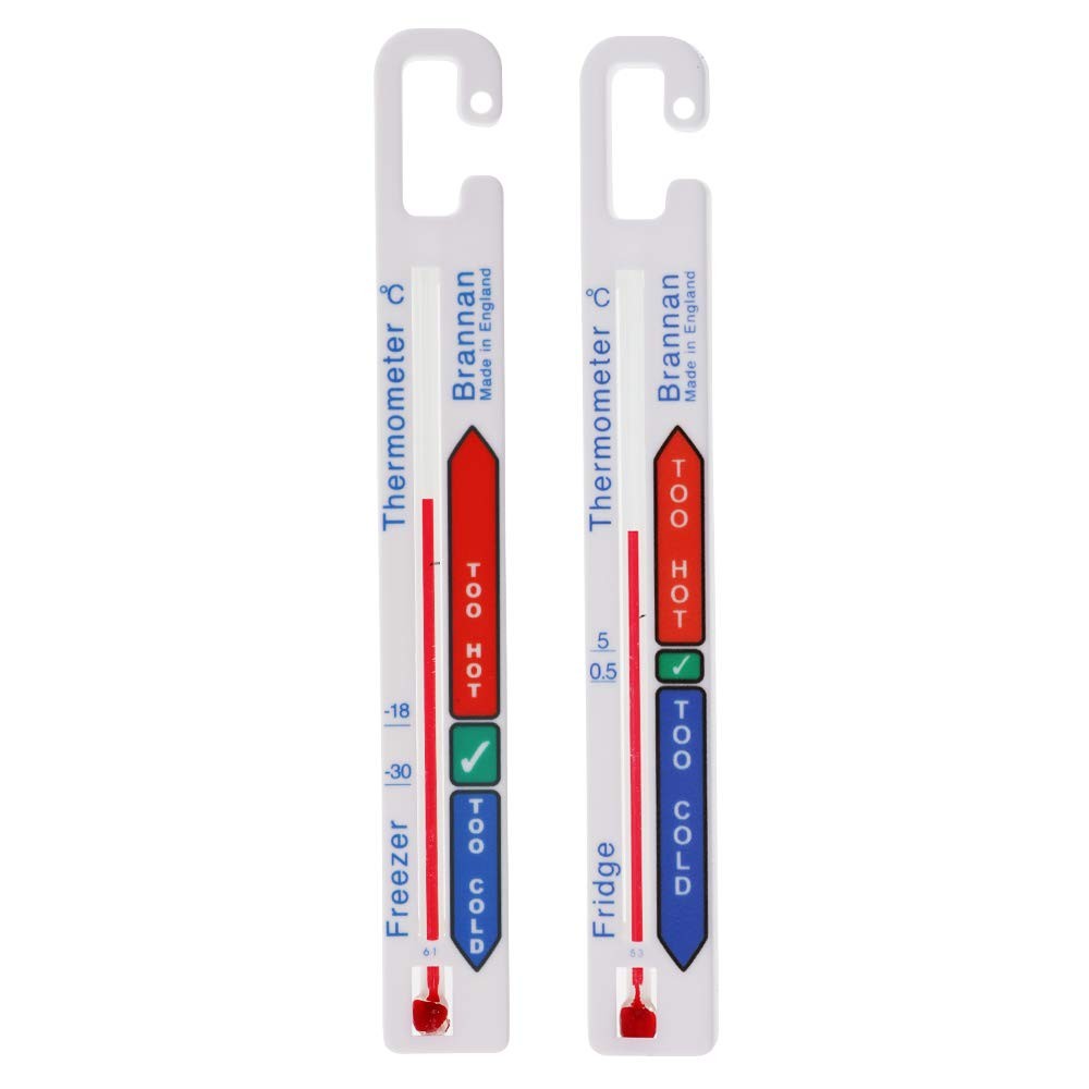 Brannan Fridge Freezer Thermometer Twin Vertical White With Coloured Zones