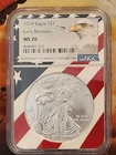 2018 $1 American Silver Eagle NGC MS70 Early Releases - Flag Label