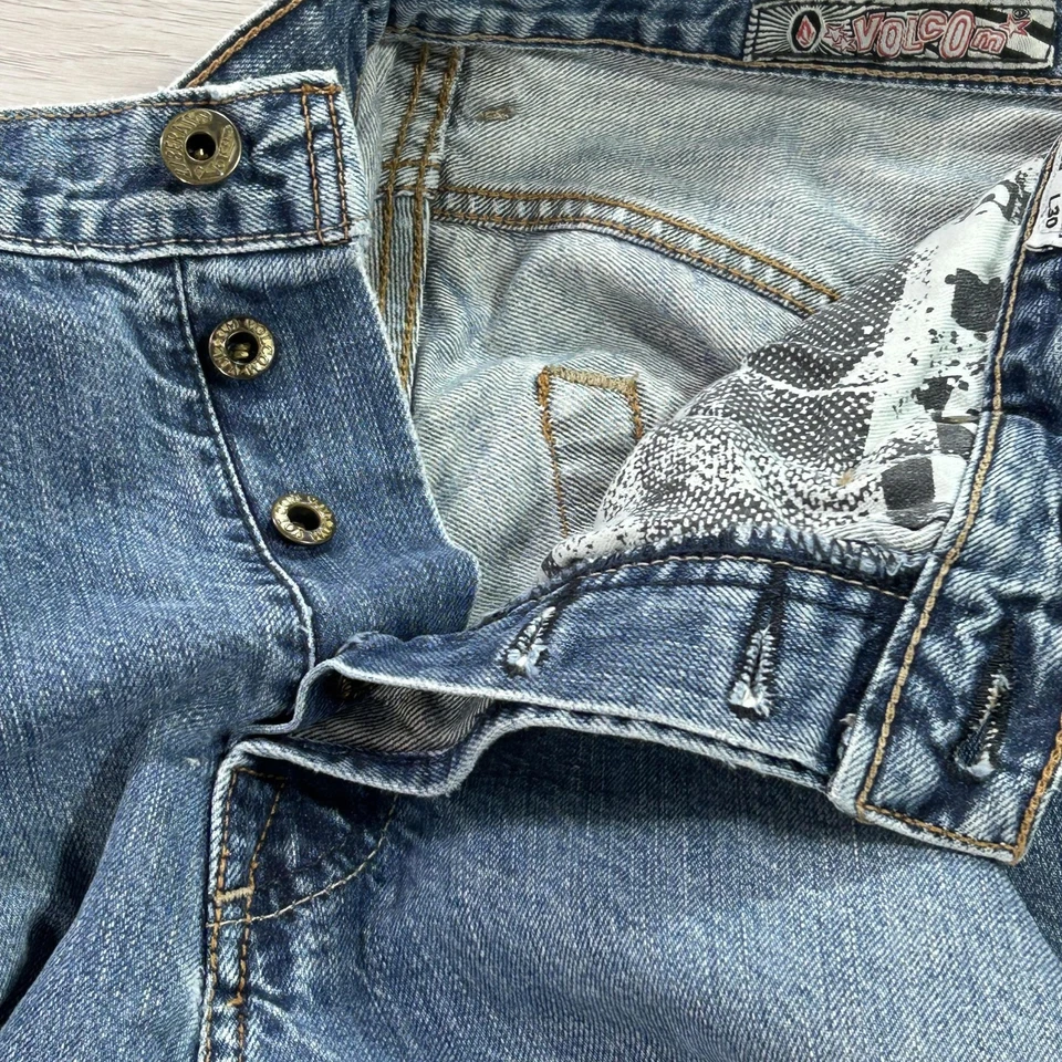 VINTAGE Volcom Jeans Mens 33x30 Blue Baggy Relaxed Straight Button Fly Skate Y2K - Image 4 of 4