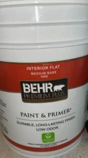 BEHR PREMIUM PLUS 5 gal. Medium Base 1400 Flat Low Odor Interior Paint & Primer