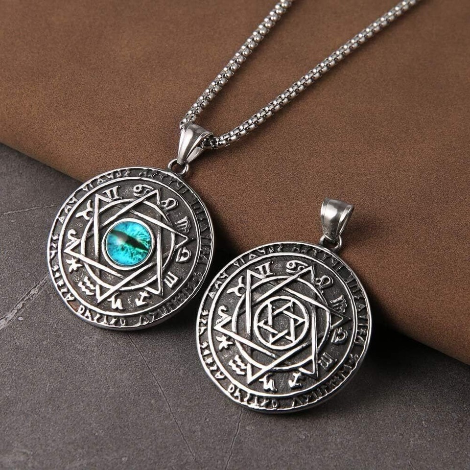 Solomon Six-pointed Star Talisman Seal Rune Pendant Necklace 12 ...