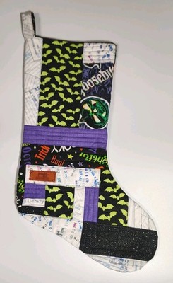 Handmade Goosebumps Library Books Themed Halloween Quilted Christmas Stocking 