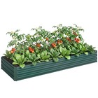 Outsunny Galvanised Raised Garden Bed Metal Planter Box with Open Bottom, Green