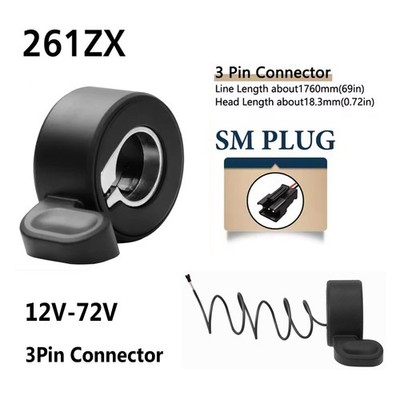 Thumb Throttle 261ZX 12V-72V Throttle Accelerator 3Pin SM Plug for Electric Bike