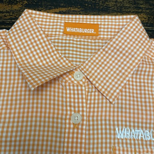Whataburger Manager Shirt Uniform Womens Orange Plaid Medium NEW - Picture 4 of 7