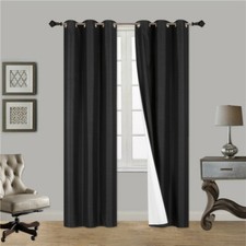2 PANEL 100%THERMAL BLACKOUT BRONZE GROMMET WINDOW LINED PANEL CURTAIN AAA 108"
