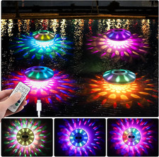 Floating Pool Lights RGB Rechargeable IP68 Waterproof LED Lights w/Remote 4 Pack