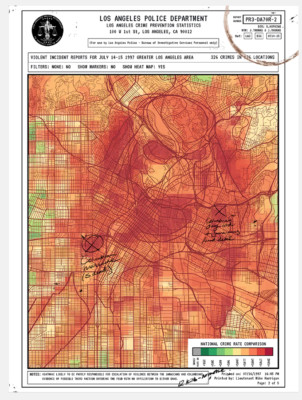Predator Predators LAPD Crime Report Blueprint Map Poster Giclee Print Mondo
