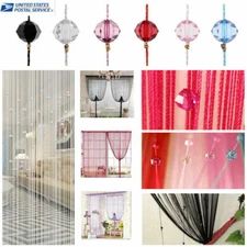 USA Beauty String Tassel Curtain Crystal Beads Door Window Panel Room Decor HSL