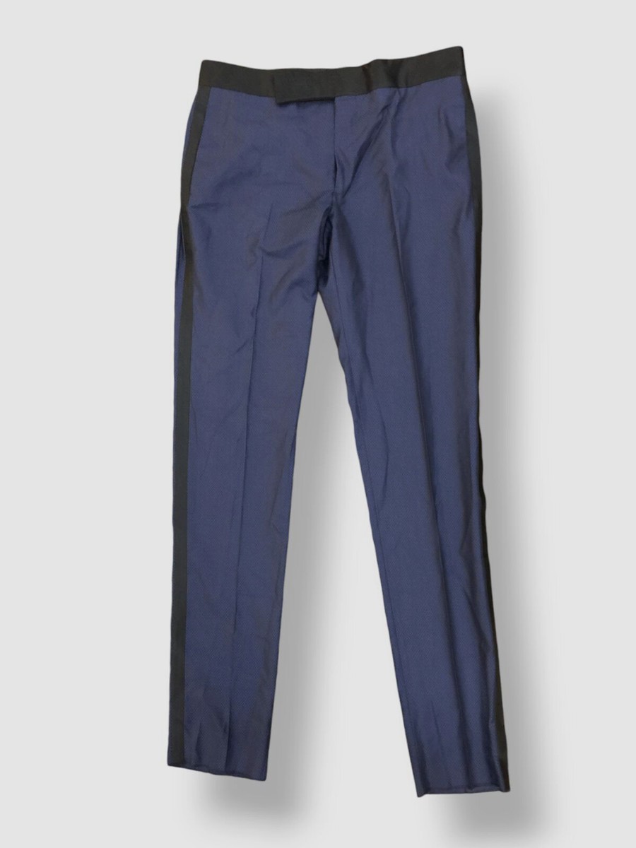 【関税&送料込】Giorgio Armani Melange Blue Wool Blend Pant Giorgio Armani Men's Blue Wool Tuxedo Suit Dress Pants Size