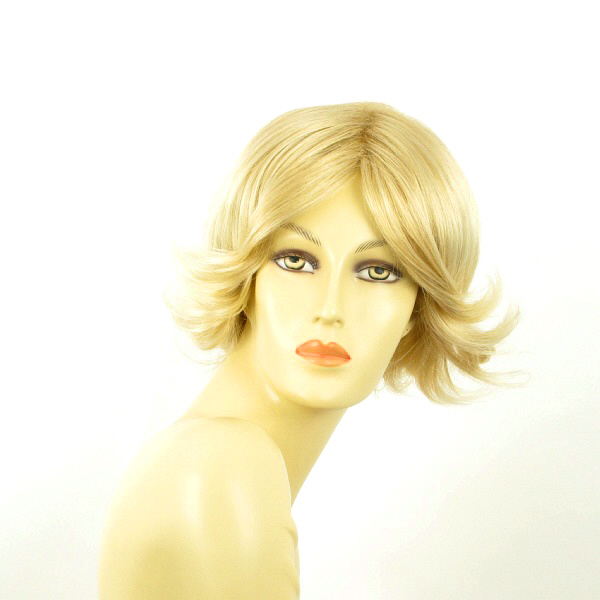 Perruque blonde dorée courte aux reflets méchés ultra réalistes