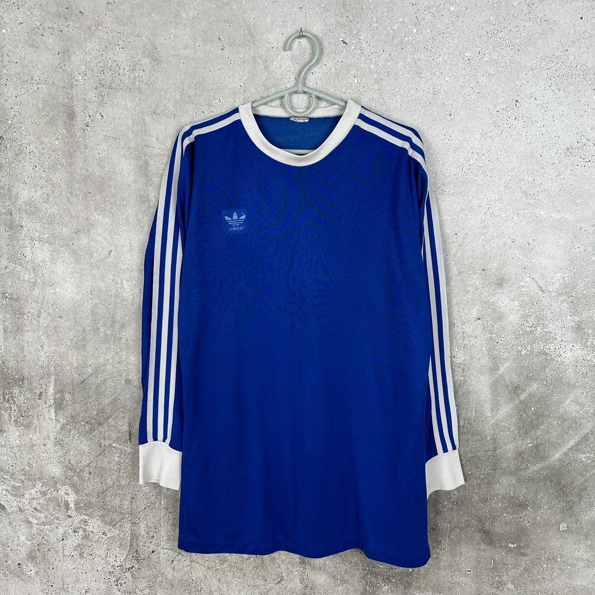 ADIDAS VINTAGE TEMPLATE 1970/1980s FOOTBALL SHIRT BLUE LONG SLEEVE