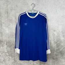 ADIDAS VINTAGE TEMPLATE 1970/1980s FOOTBALL SHIRT BLUE LONG SLEEVE JERSEY SIZE M
