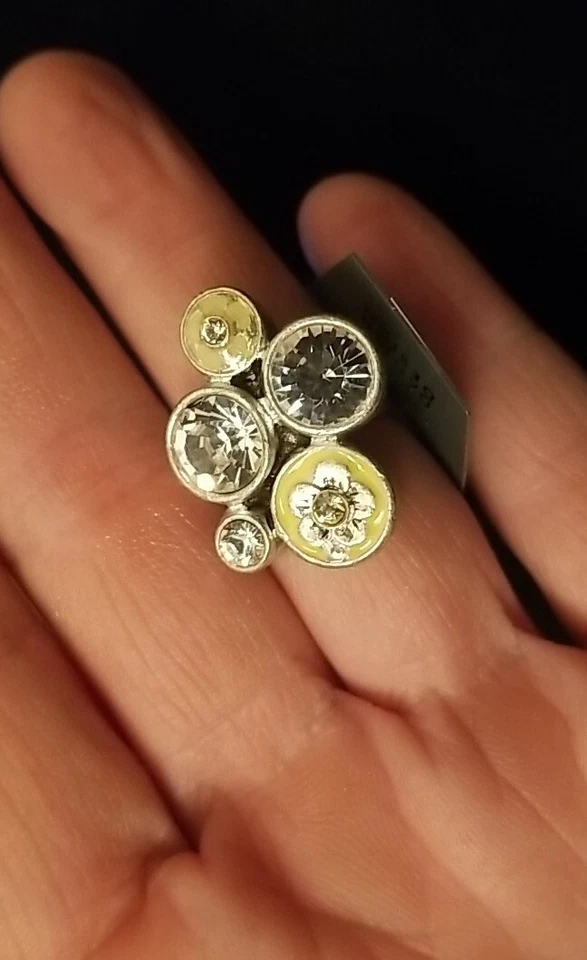 Anillo PILGRIM SKANDERBORG, DINAMARCA Exagerado Funky Phat Negrita Cristal Nuevo en Caja Ajuste Foto 3 de 4