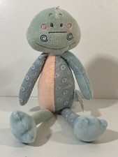 Saro Kalencom Dinosaur Rattle Mint Green PeachPlush Stuffed Animal Toy Sewn Eyes