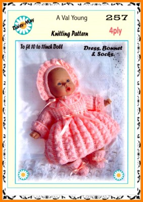PUPPEN STRICKMUSTER Nr. 257 für 10''-11'' Puppe A Daisy May Muster (4fädig)