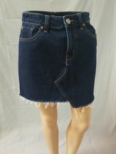 BDG Urban Outfitters Mini Skirt Sz Small Blue Dark Wash Raw Hem Denim