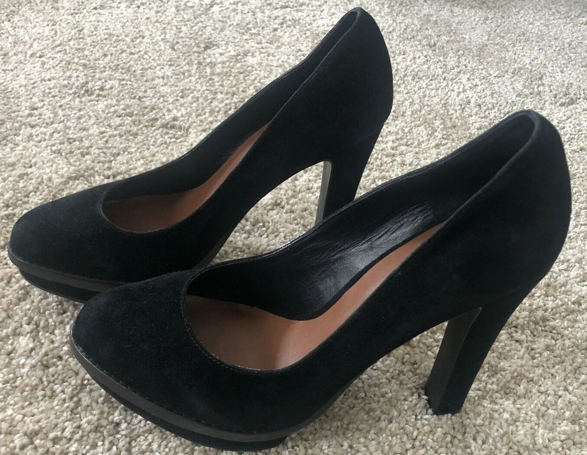 ELIZABETH JAMES MAGIC Black Suede Platform Pumps HEELS Shoes 8.5 295