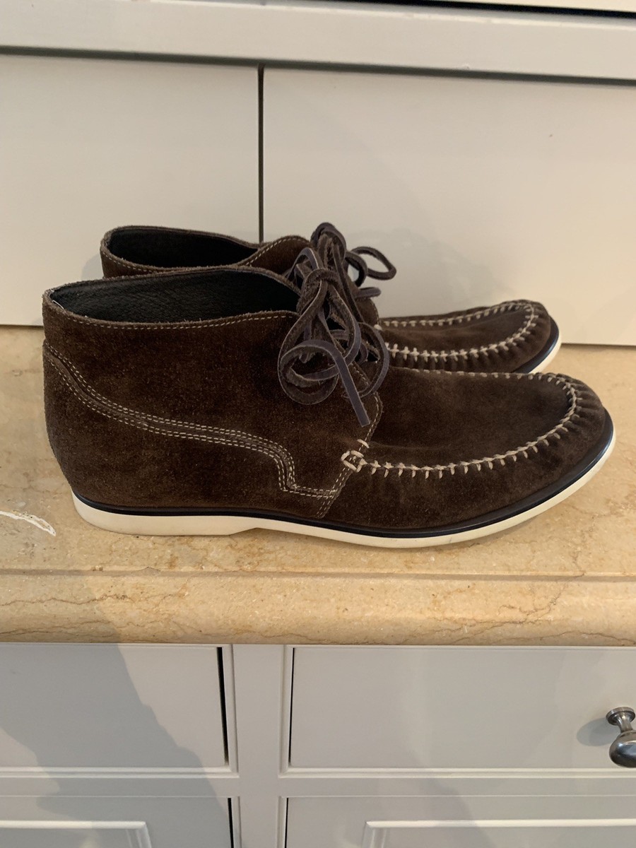 JOHN VARVATOS USA MENS SZ 8 BROWN SUEDE LEATHER MOCCASIN  display picture 2