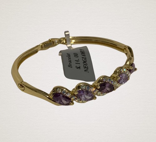 Jewellery Neoglory Gold Imitation Crystal Lilac Bracelet Approx “2.2” 5.5cm - Picture 11 of 12