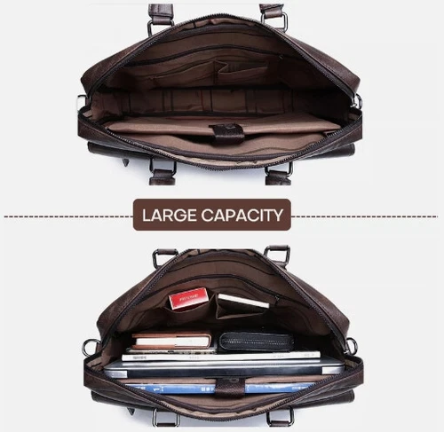 NEW Mens Briefcase Leather Laptop Bag,Business Handbag Office Work Shoulder Bag - Picture 4 of 9