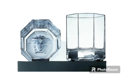 Versace Medusa Lumiere Clear Whiskey DOF Double Old Fashioned Set