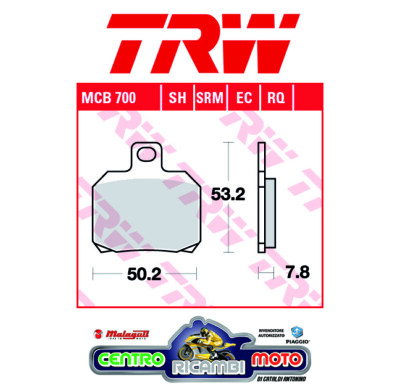 Plaquettes De Frein Kit TRW Arrière Sinter Aprilia 1000 Tuono R 2002