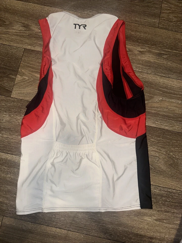 Camiseta de ciclismo Tyr triatlón para hombre más grande negra blanca roja #RR sin mangas  Foto 3 de 4