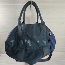 Tommy Hilfiger Canvas Duffle bag Hand Tote Bag 2 Tone Blue/Green Spell Out