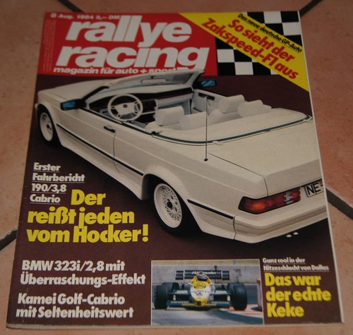 Rallye Racing 8/84 Saab 900 turbo, Kamei Golf, BMW 323i, Motorsport pur