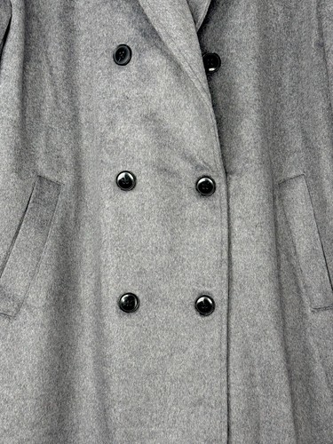 Women’s Grey Oversized Shoulder Pad Double Breast Maxi Wool Coat Size UK 16 New - Picture 12 of 17