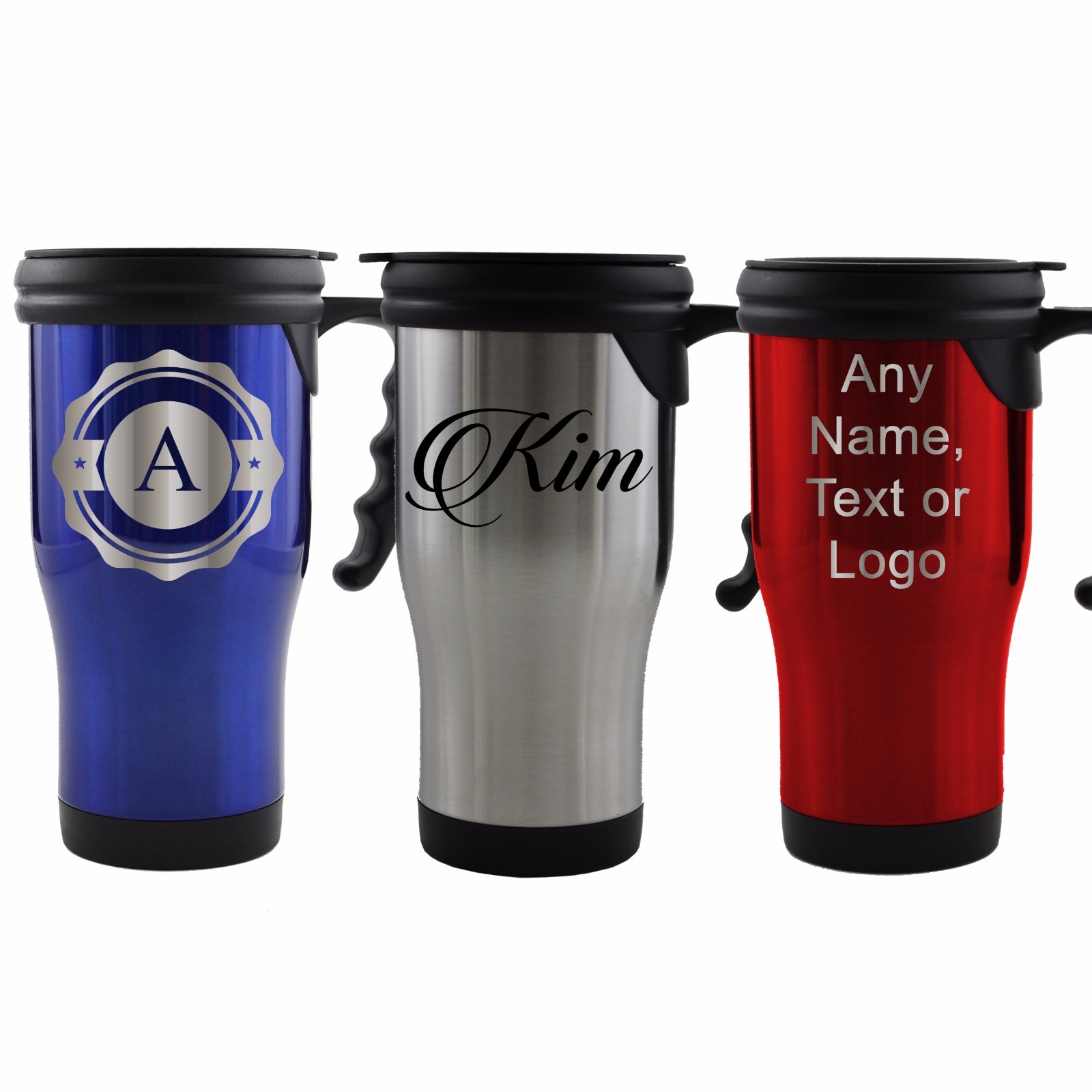 Custom Engraved Travel Coffee Tumbler With Lid and Handle Stainless Steel 730792973335 eBay