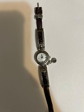 Premiere designs quartz watch, brown leather and silvertone