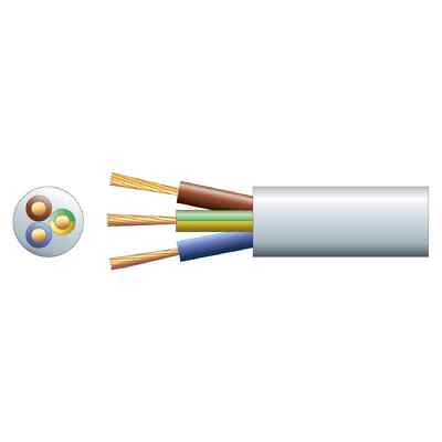 3-adrig 15AMP Netz Flexkabel Elektro Beleuchtung Kabel 1,5mm² weiß PRO METER