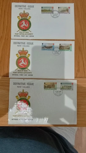 GB QEII 1975 Isle of Man Definitive 3x FDC 6 Values  no Address protective cover