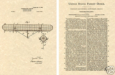 GRAF ZEPPELIN AIR SHIP Patent Art Print READY TO FRAME!!!!!!! Blimp 1899