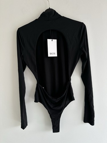 Black Dazie Long Sleeve Black Turtle Neck Bodysuit Size 10 Time After Time - Picture 2 of 2