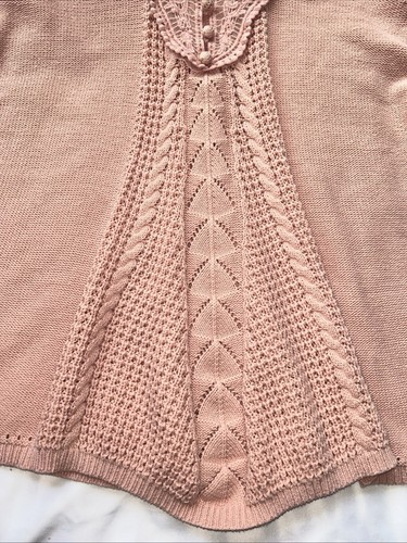 Roamans Woman Pink Lace Yoke Sweater Sz M 14/16 Cottage Core Crochet Coquette - Picture 4 of 16