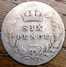 1904 King Edward VII Sixpence 6d Great Condition, 2.6 grams Sterling Silver 