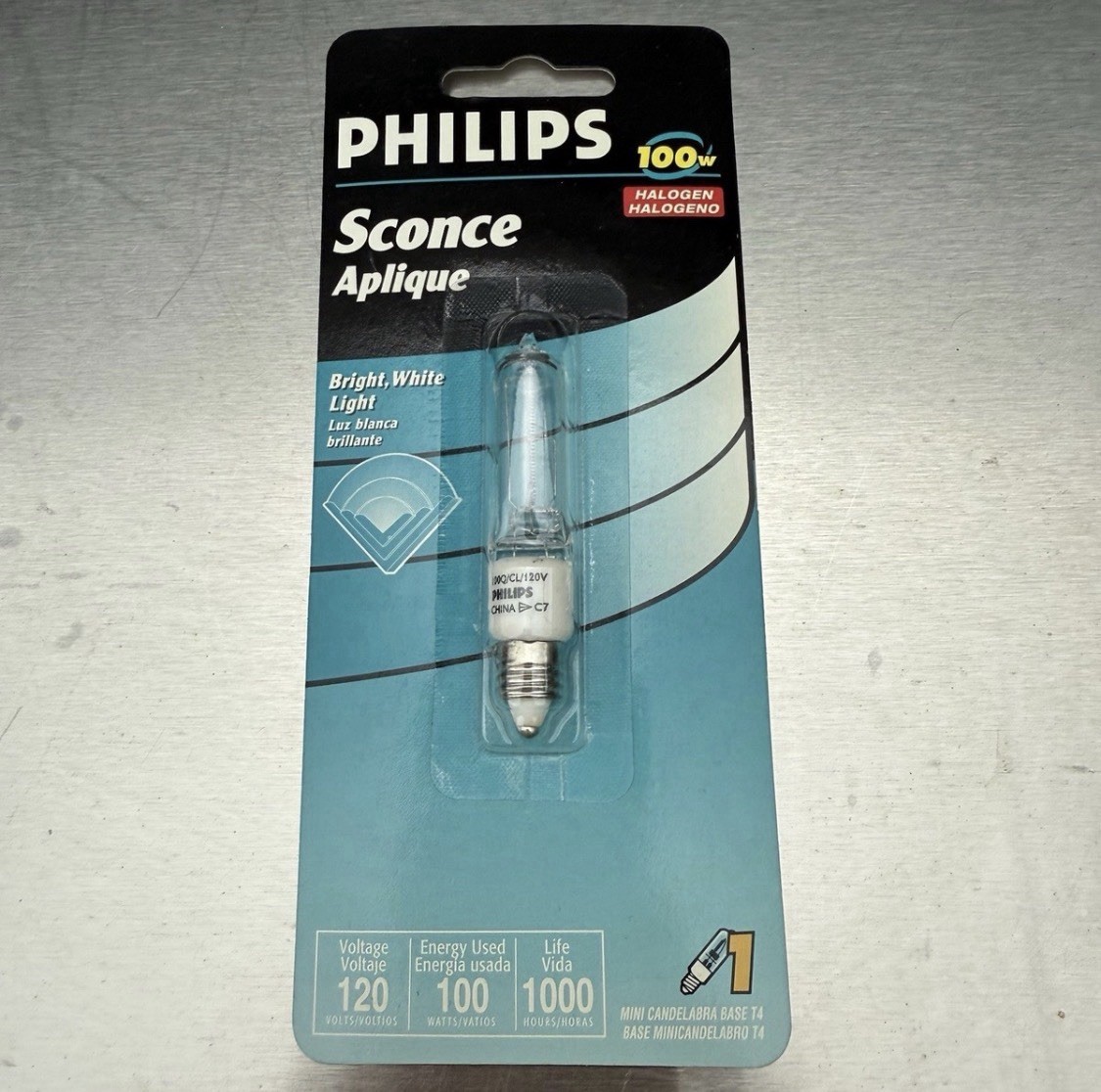 Philips 100w T4 Sconce Lightbulb Mini Candelabra Base New NO