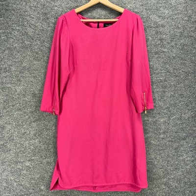 laundry pink dress Laundry Dress Women S Pink Shift Midi Hook & Eye Long Sleeve Round Neck  Midi