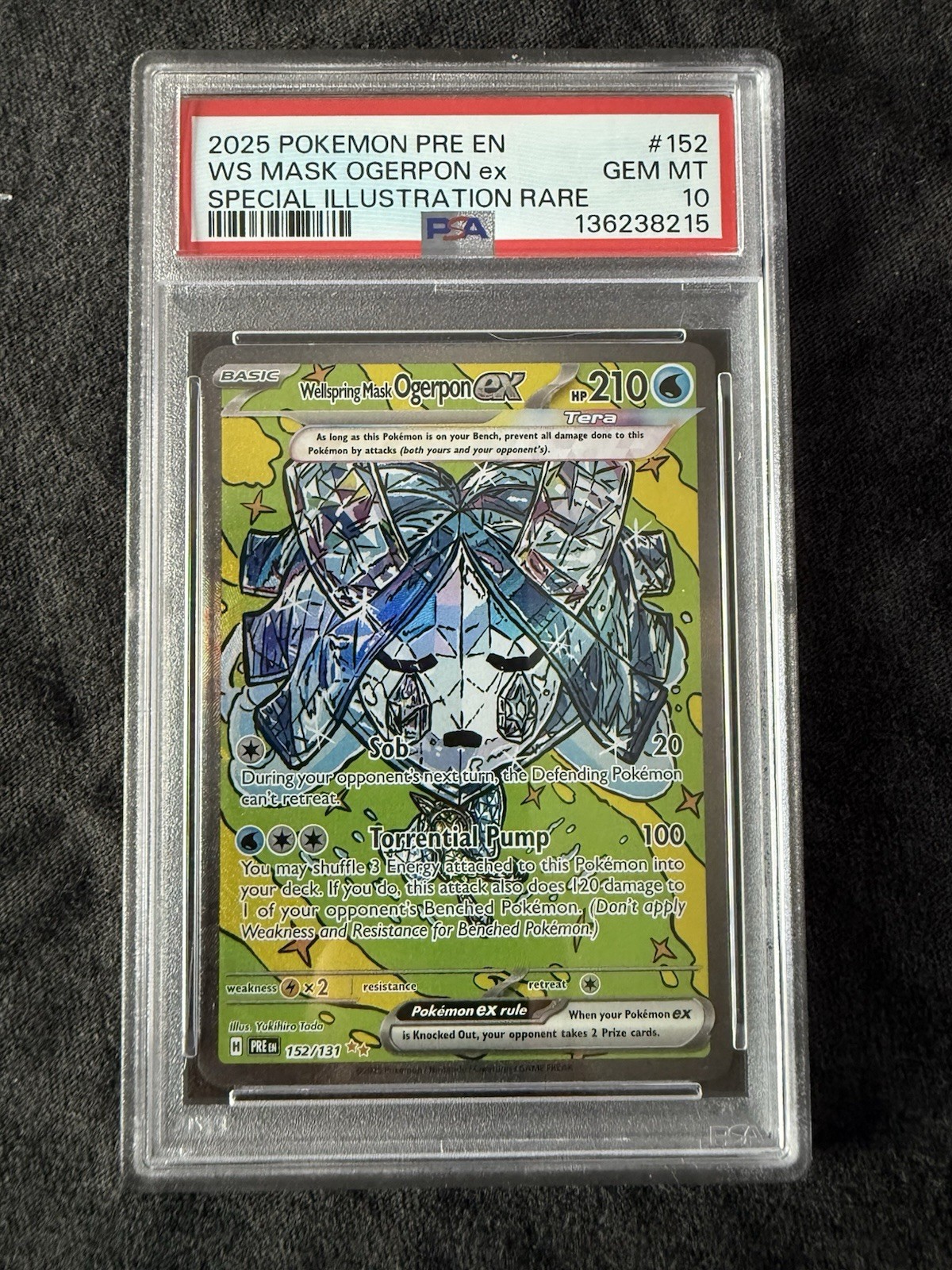 2025 Pokemon Prismatic Evolutions Wellspring Mask Ogerpon EX #152/131 SIR PSA 10