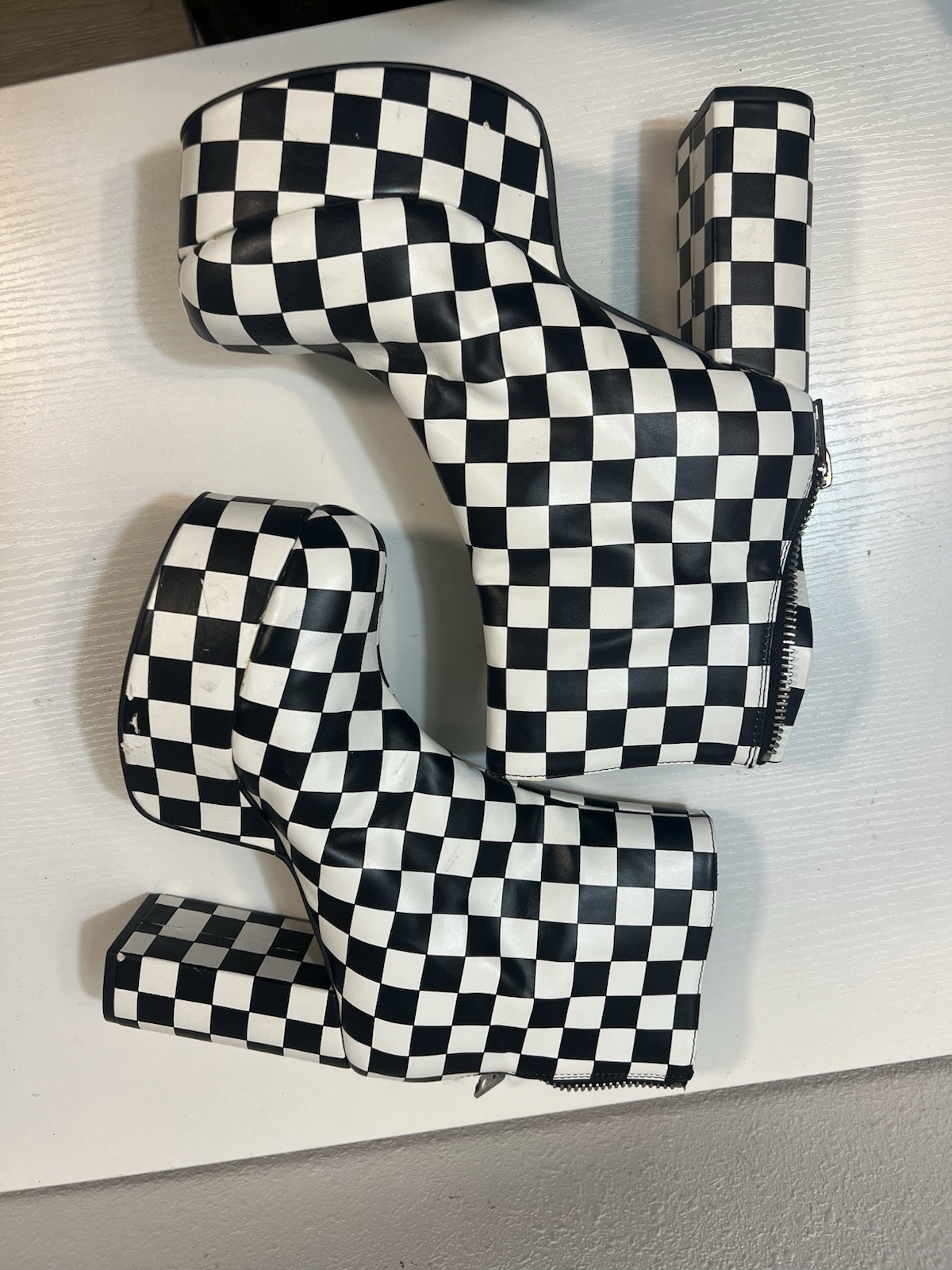 Current Mood Boots 9 Checkered Platform Ankle Boo… - image 5