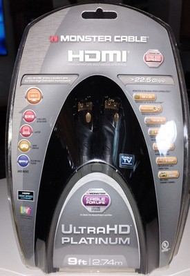 Monster UltraHD Platinum HDMI Cable 9ft 4K Ultra High Speed 22.5 Gbps NEW Sealed