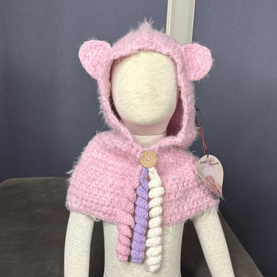 Daisy Baby Kids Cute Pink Bear Cowl Hat Beanie One Size NEW