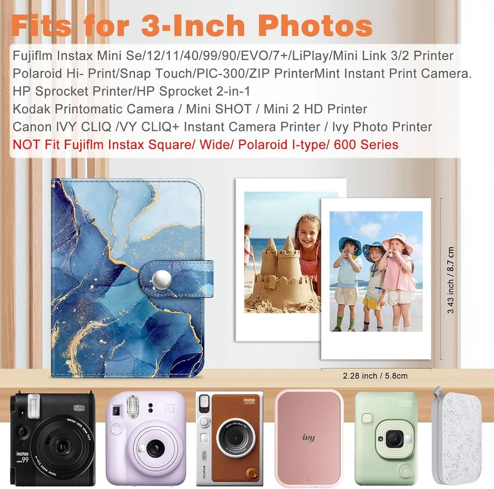 Mini álbum de fotos de películas de 2x3 pulgadas 52 bolsillos álbumes pequeños para Fujifilm Kpop Foto 3 de 4