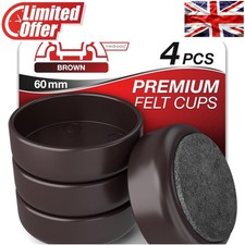 Noise-Reducing 60mm Felt Caster Cups – Protect Wood & Smooth Floors, 4 Pack