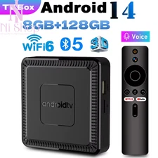 Smart TV Box Android 14 8G Dual-Band Bluetooth 5.2 Google Voice Media Player NEW